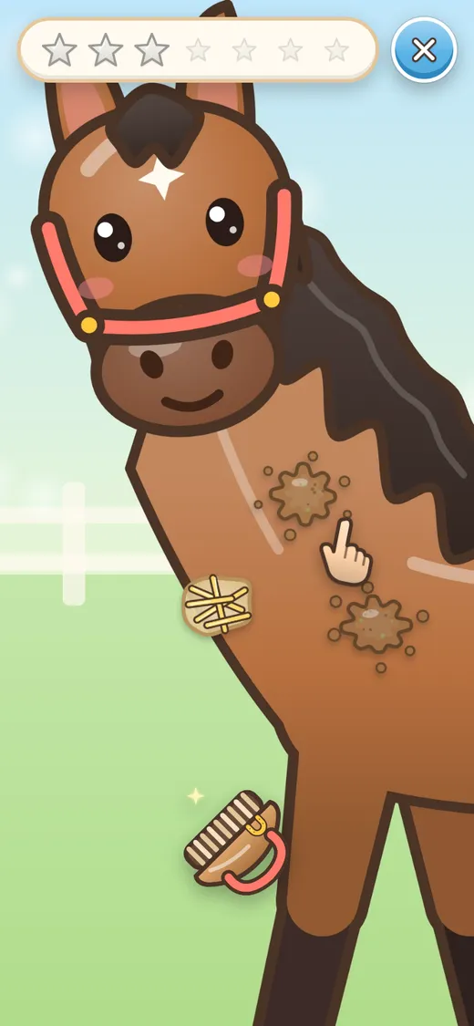 Close-up: grooming the horse